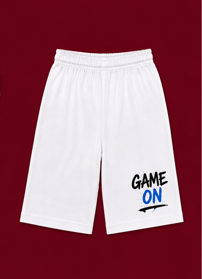 Kids White Racer Graphic T-Shirt & Short Set