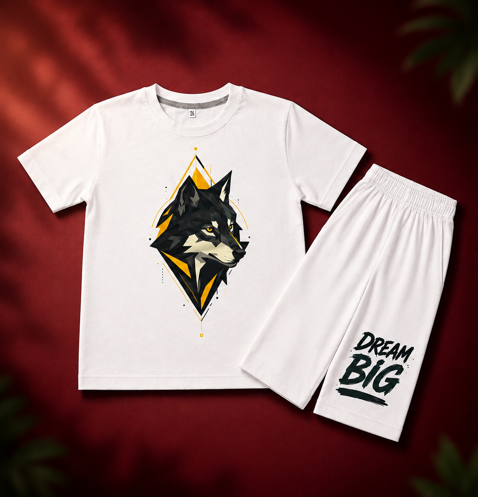 Kids Dream Big Wolf Graphic T-Shirt & Short Set